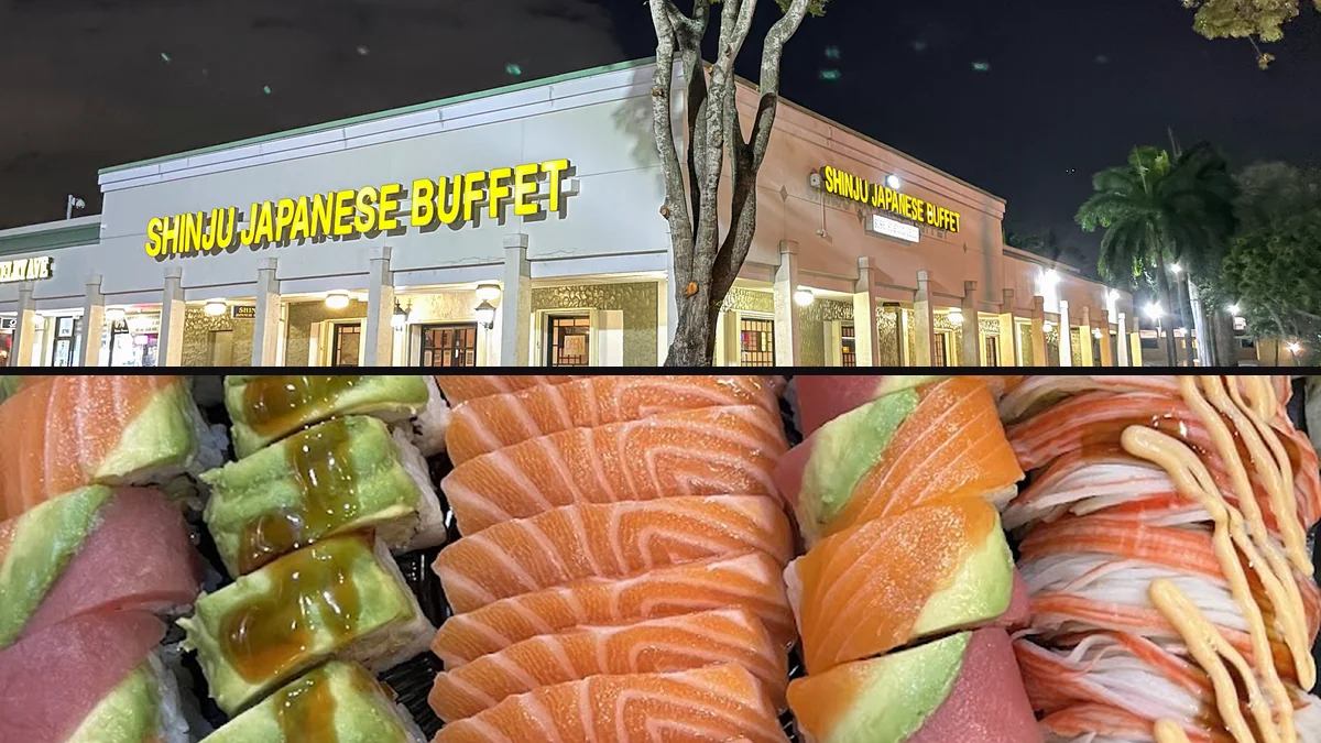 Buffet trays with sushi and sashimi