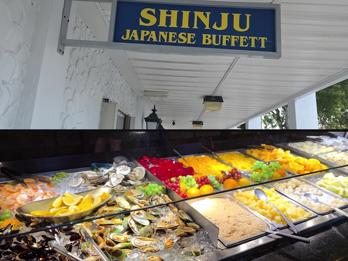Buffet trays with sushi and sashimi